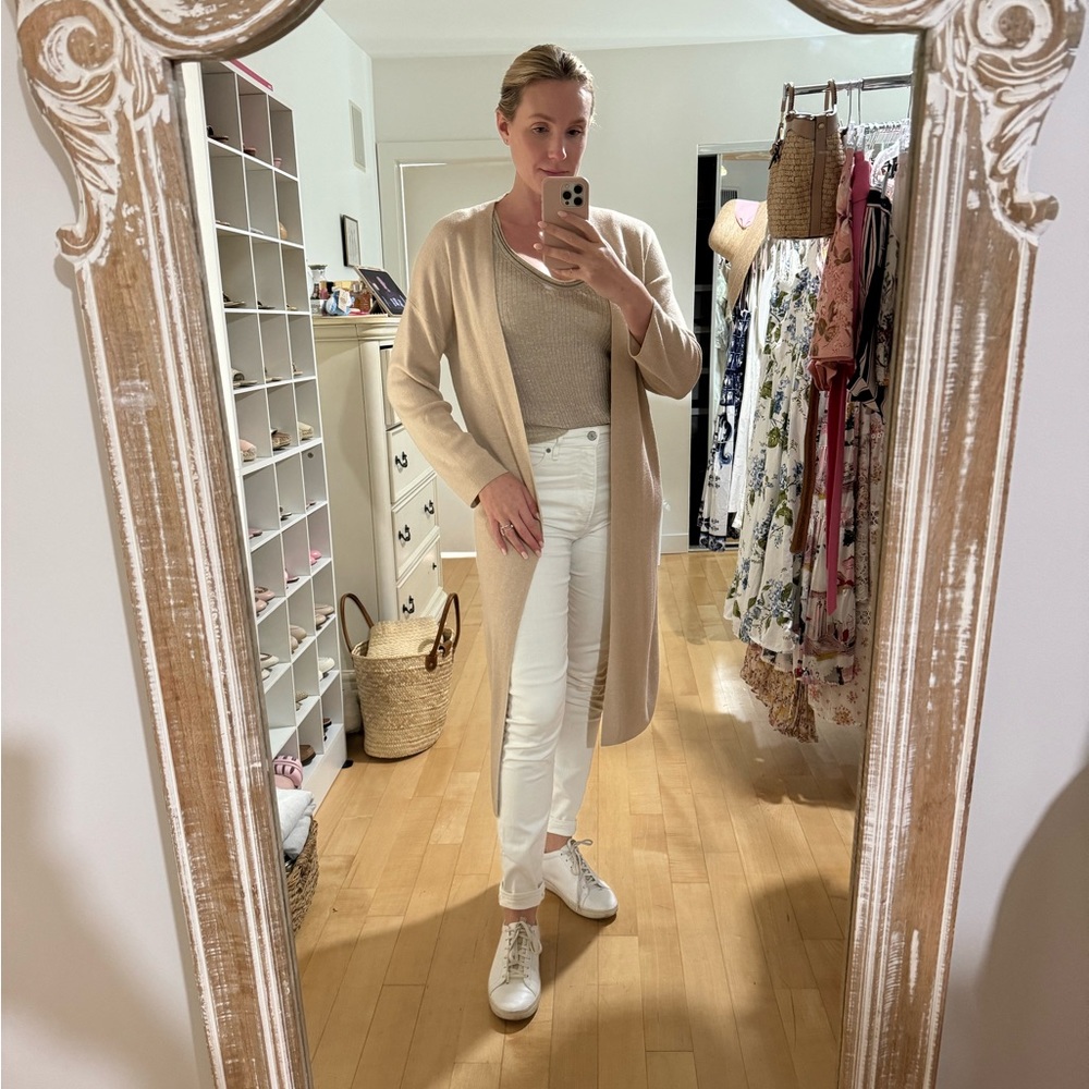 Mango Long Cardigan Beige